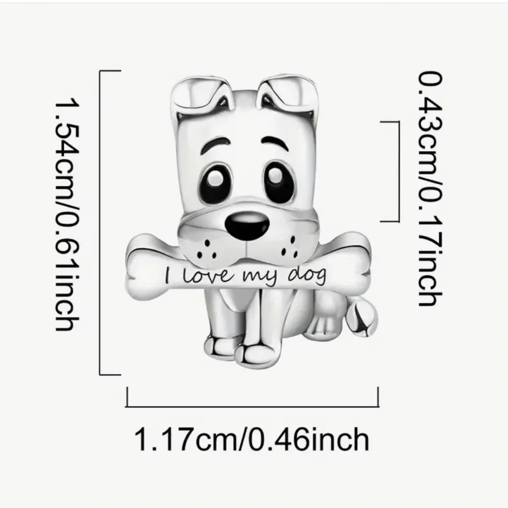🐾 925 I Love My Dog Charm Dog Lover Puppy Pet Bracelet Charm